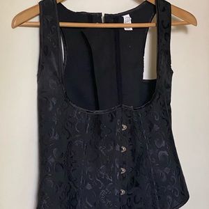 Black brocade under bust corset.